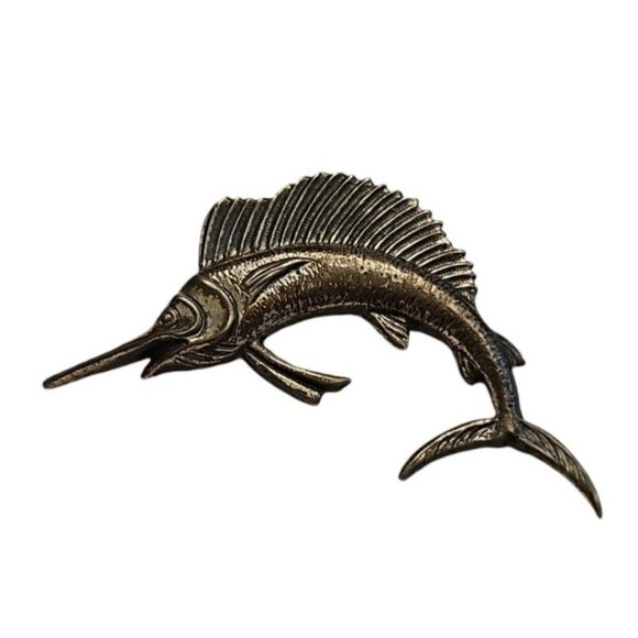 Vintage Sterling Silver Marlin Brooch Pin Swordfish Fisherman Nautical 925 - Picture 8 of 8